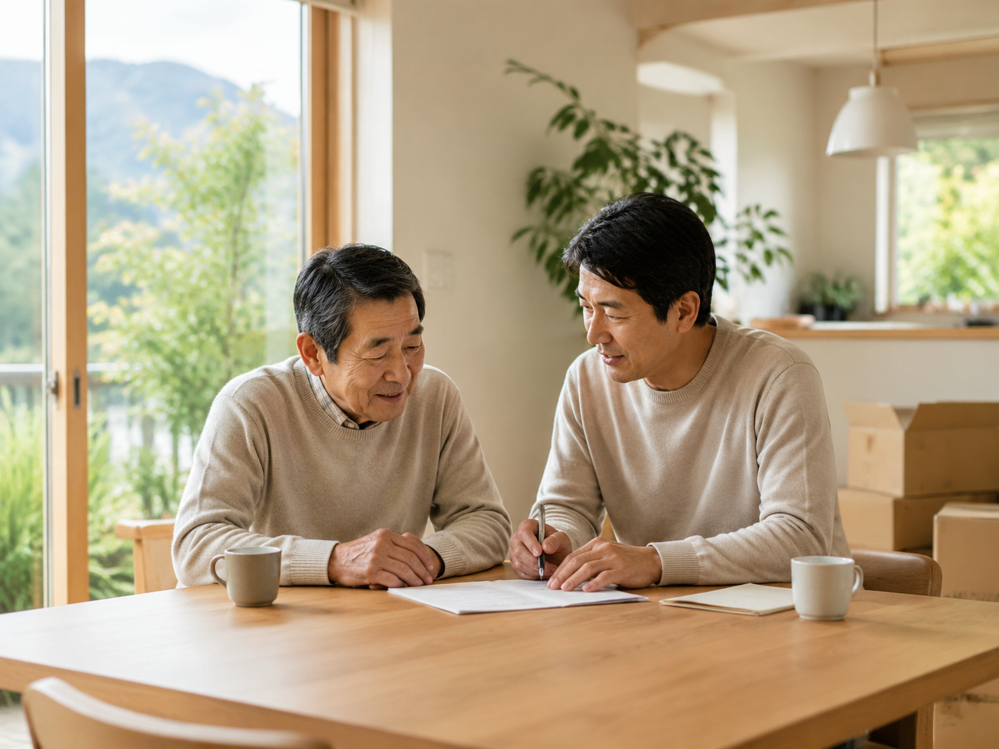 ご家族で住まいの整理について相談する様子