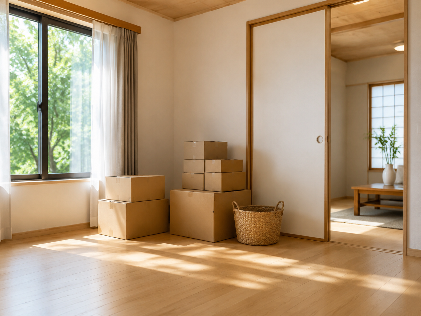 整理された明るい住まいの室内